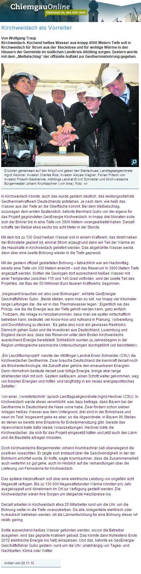 Geothermie Pfalz Bohrbeginn Fur Grosstes Geothermiekraftwerk In Kirchweidach Sollen 60 Millionen Kilowatt Strom Erzeugt Werden